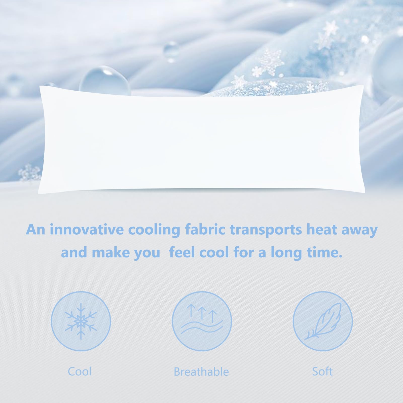 Downcool full-length pillow on bed for relaxing lounging.