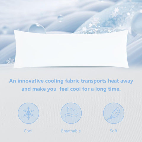 Downcool full-length pillow on bed for relaxing lounging.