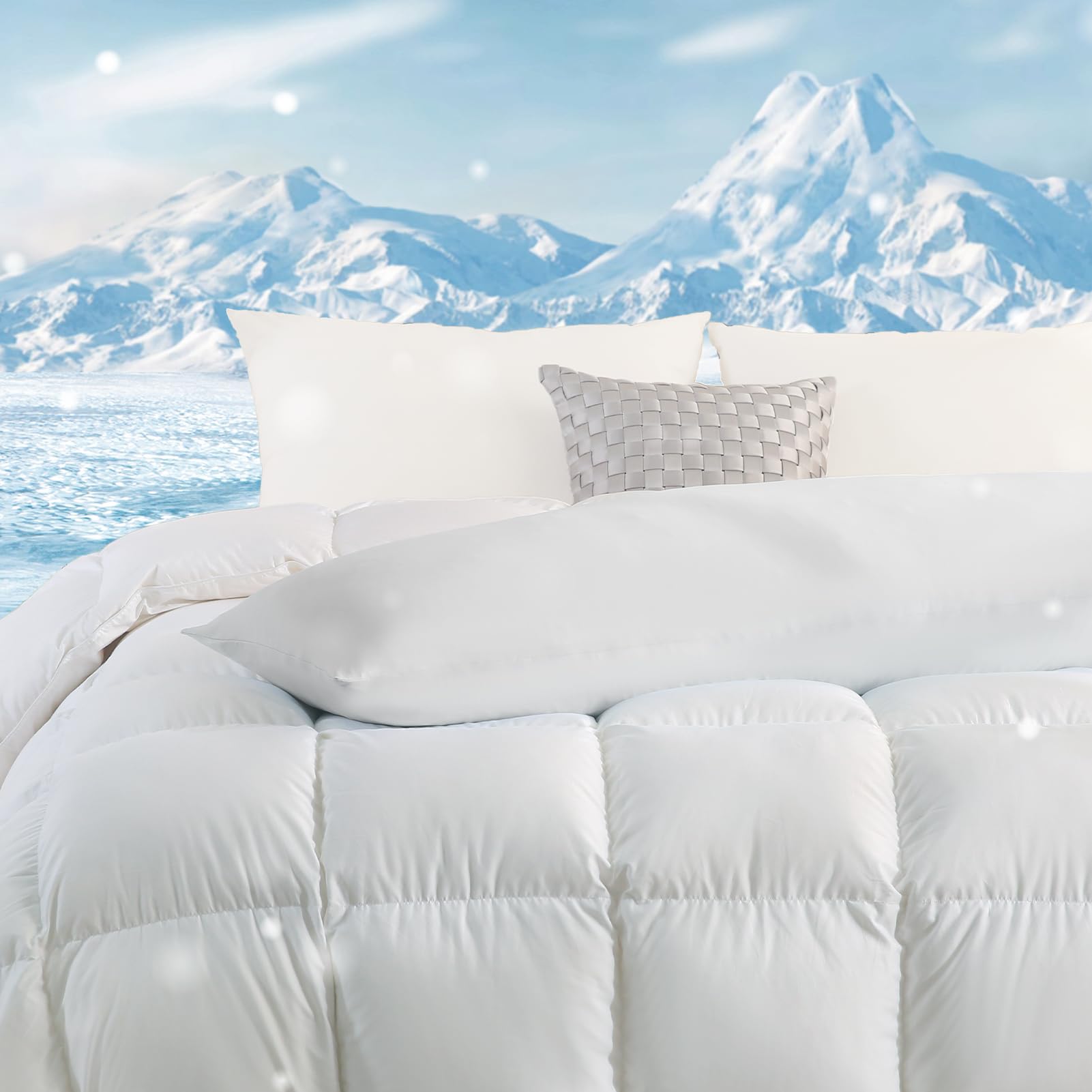 Downcool body pillow insert with soft microfiber for supportive comfort.