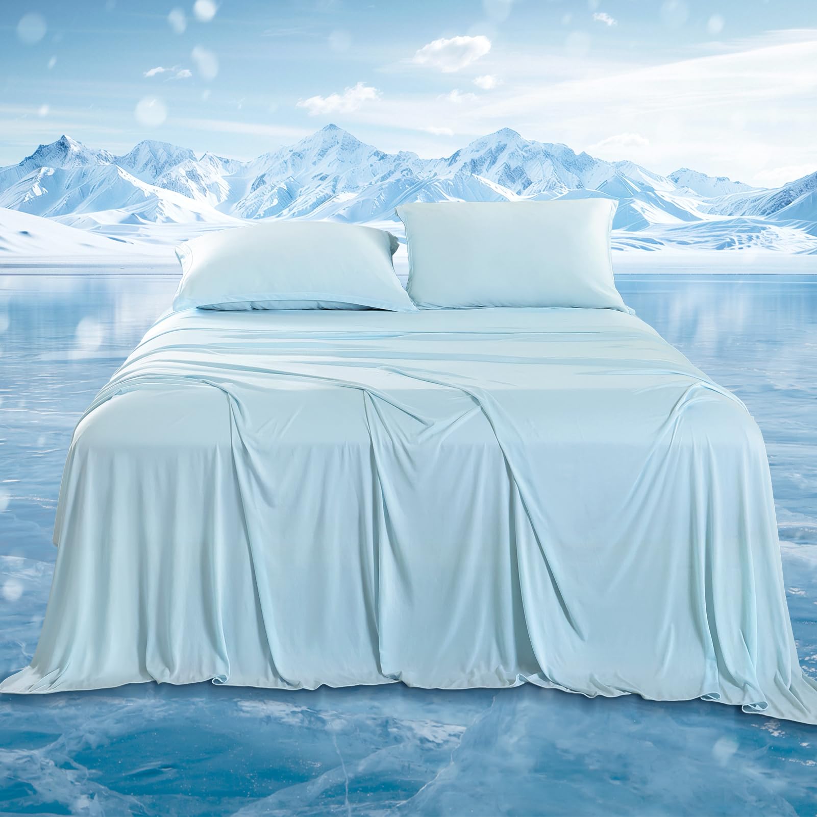 DOWNCOOL cooling sheet set king flat sheet in breathable fabric for cooler nights