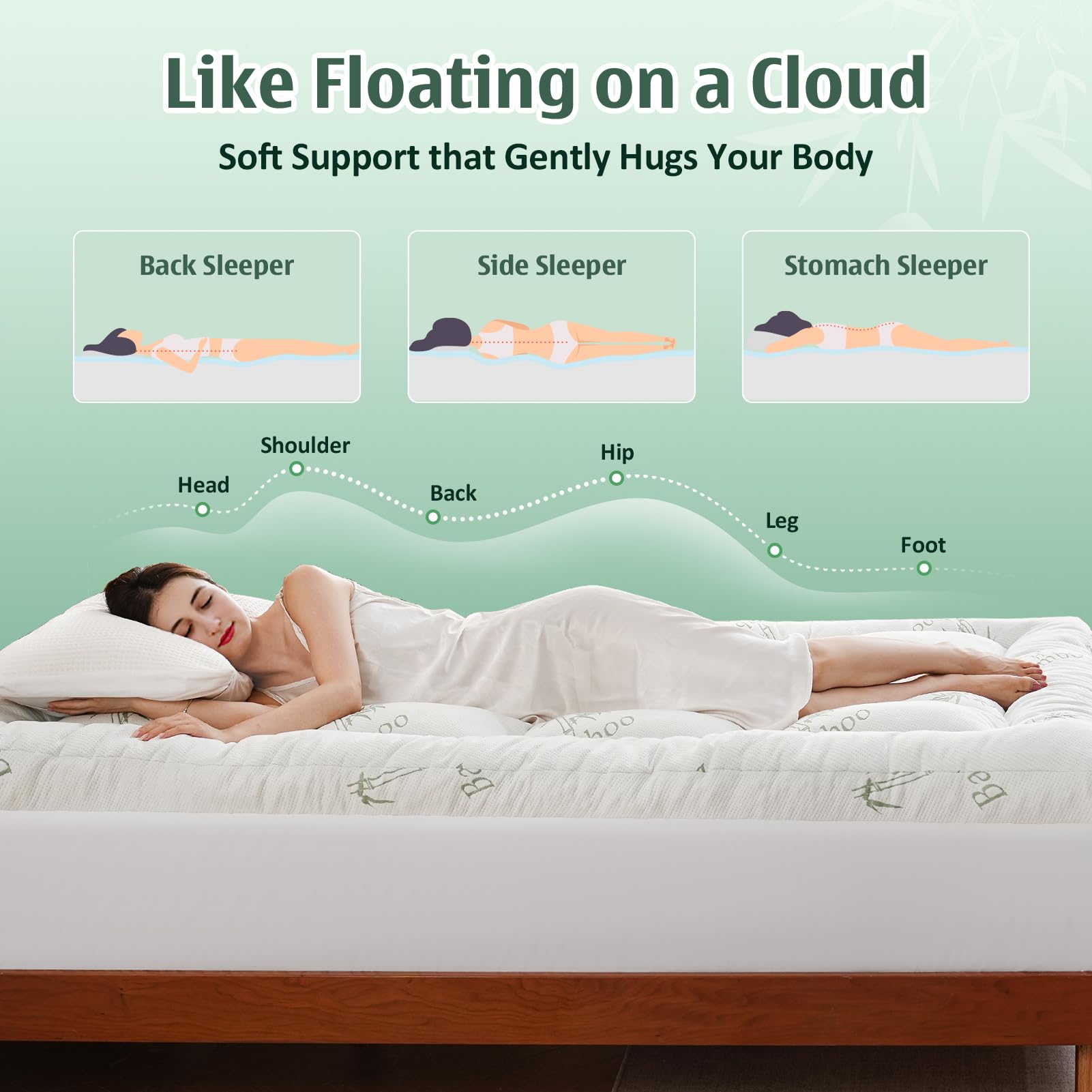 DOWNCOOL deep-pocket skirt creates secure 360° mattress fit.