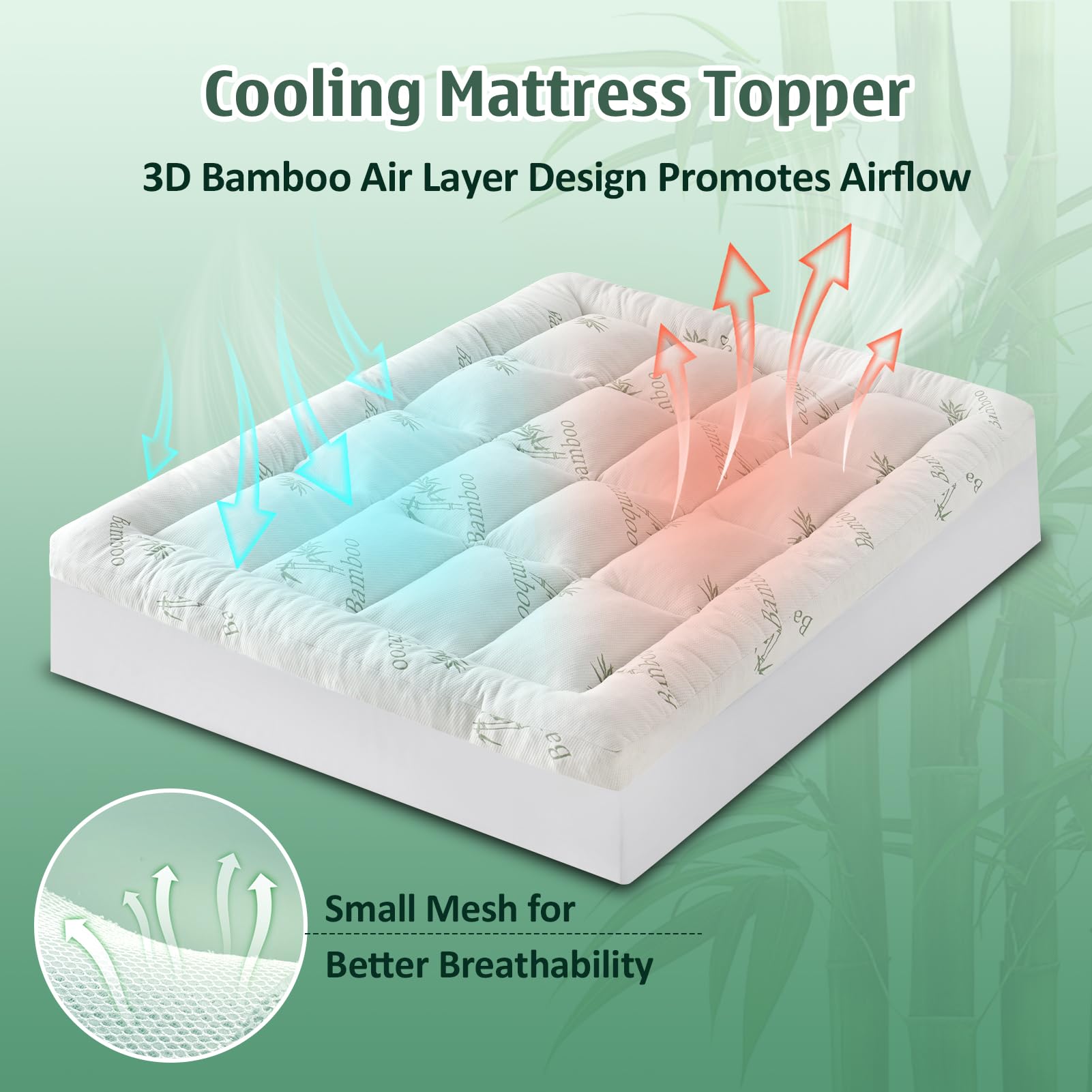 DOWNCOOL deep pocket skirt secures a snug fit on tall mattresses.
