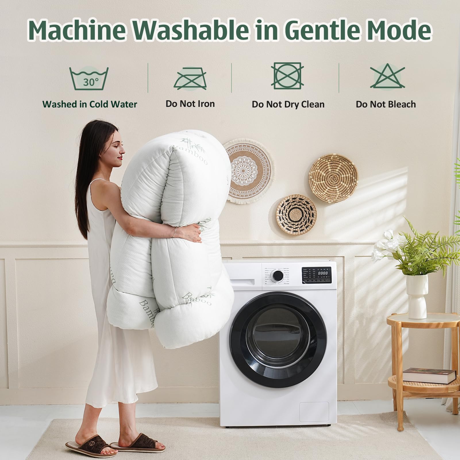 DOWNCOOL easy care tips before first use and wash.