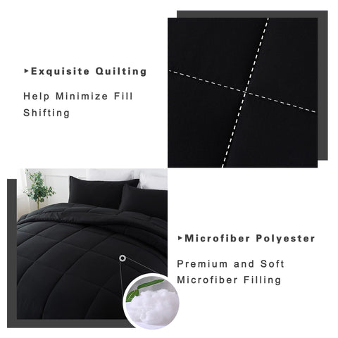 DOWNCOOL comforter set drape on a bed for all-season coziness.