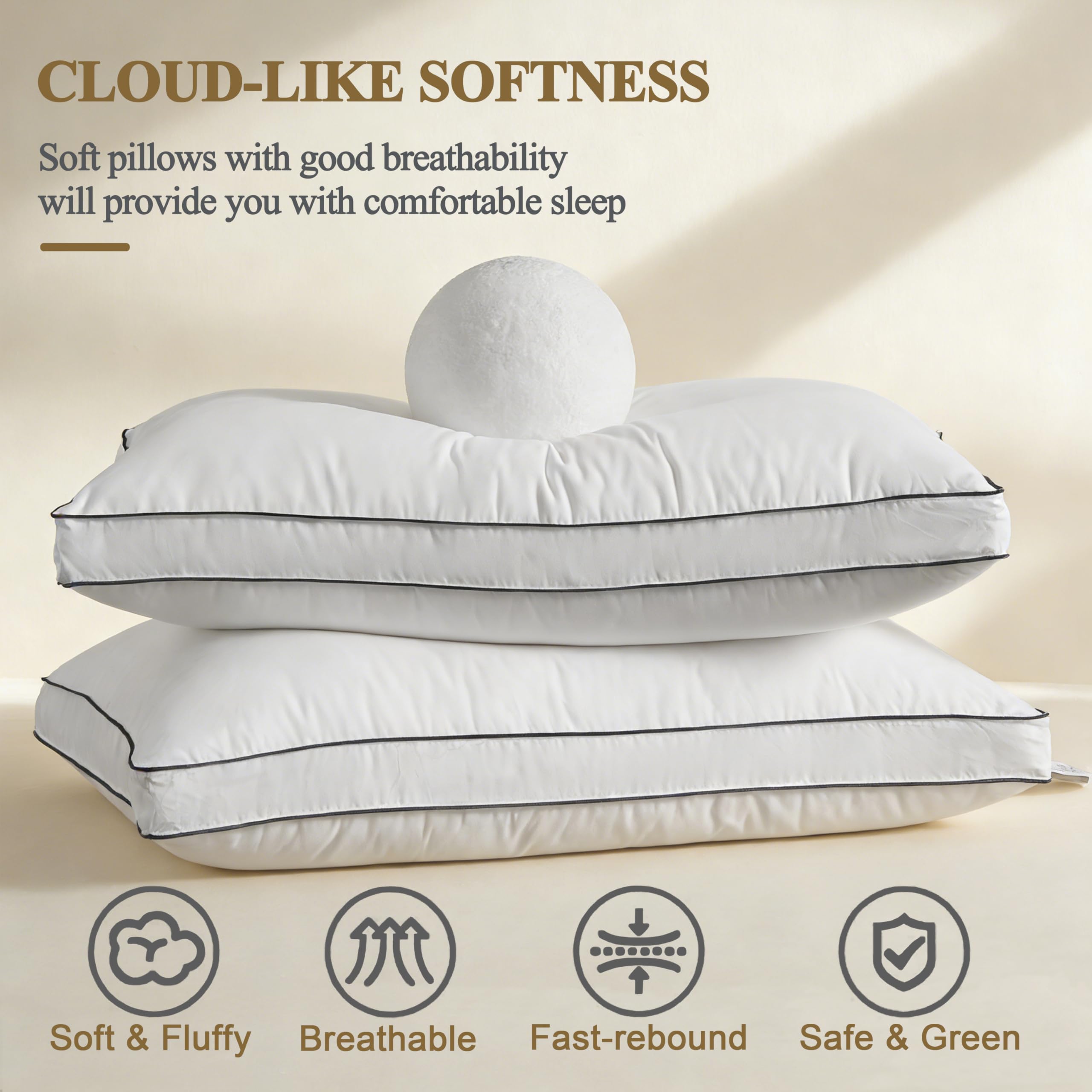 DOWNCOOL queen pillow side view highlights breathable memory foam and down for cooling