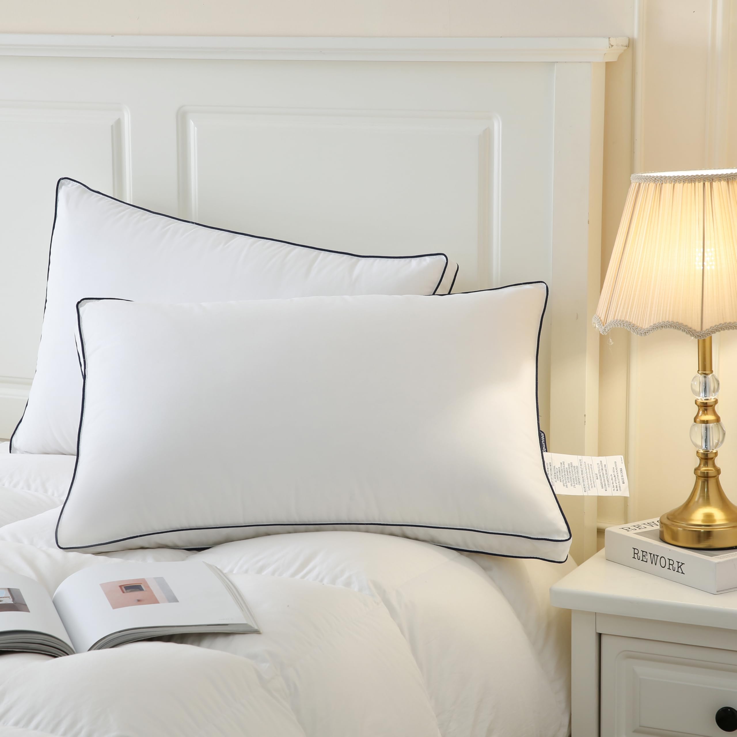 DOWNCOOL queen pillows with OEKO-TEX materials, odorless and skin-friendly for sensitive sleepers