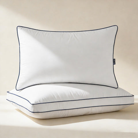 DOWNCOOL goose down pillow set of 2 queen size top view shows plush comfort