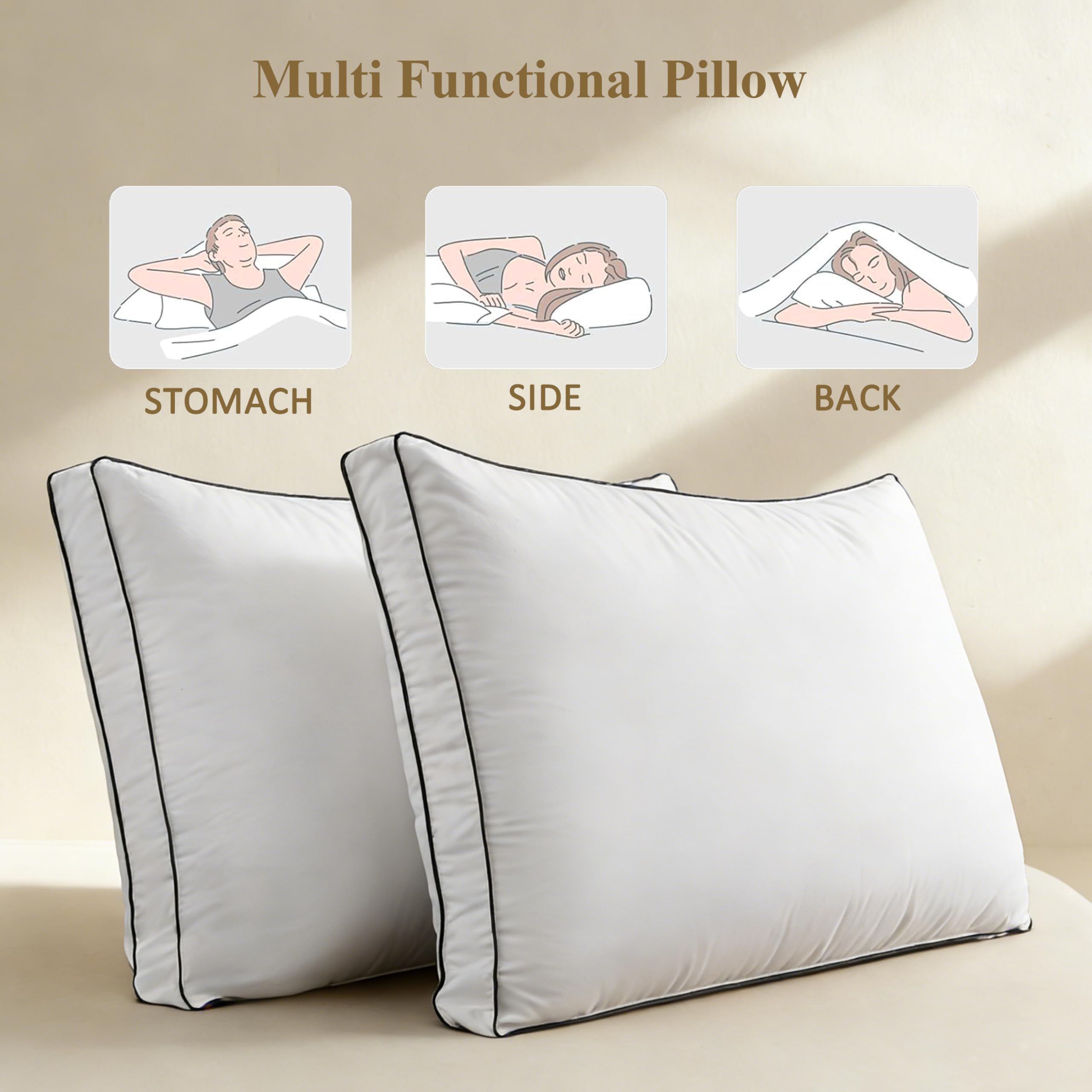 DOWNCOOL Goose Down Pillow side sleeper supports neck and alignment.