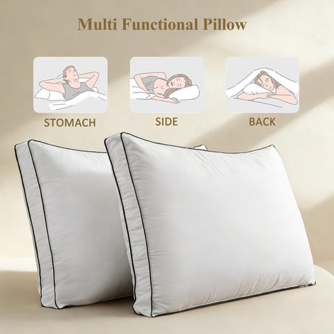 DOWNCOOL Goose Down Pillow side sleeper supports neck and alignment.