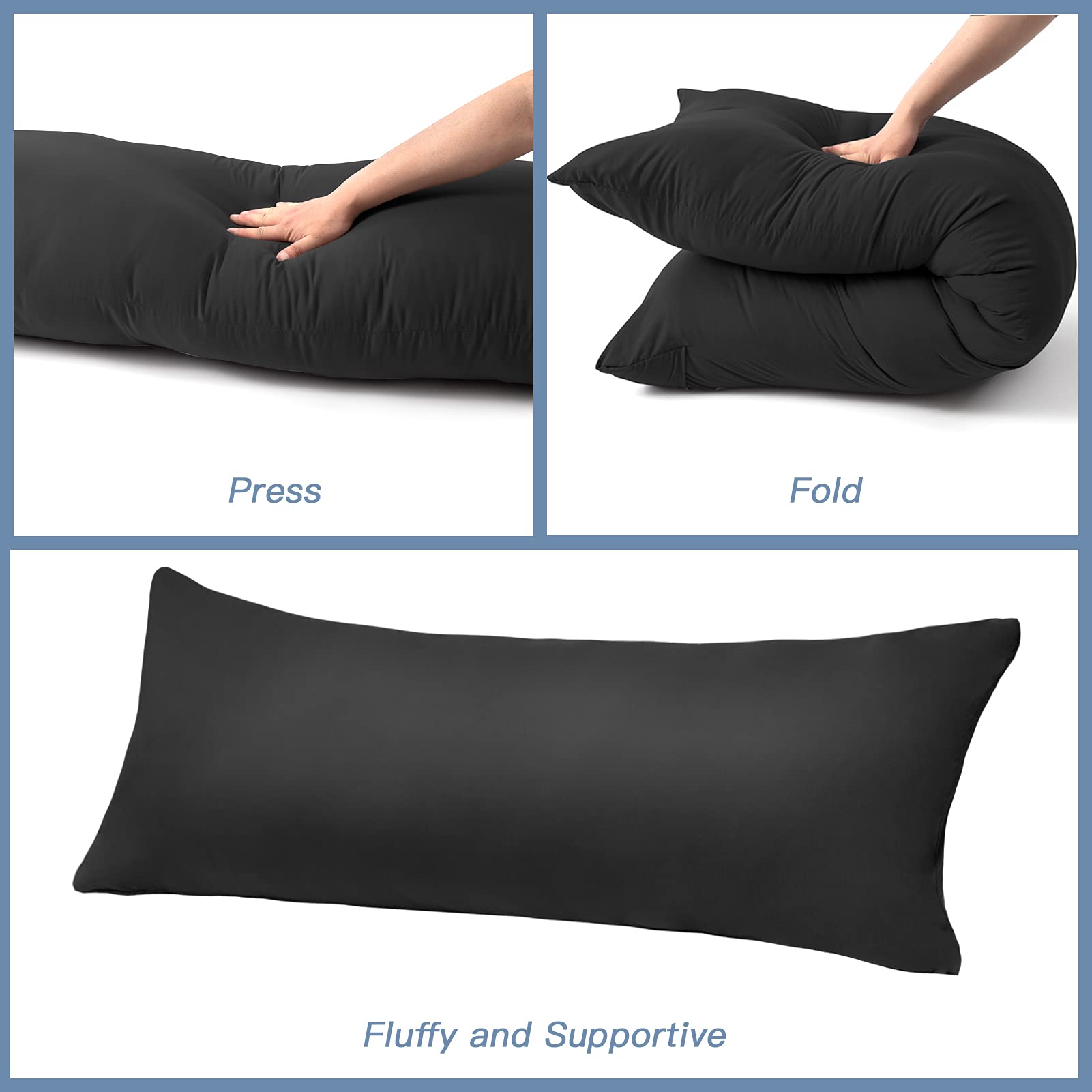 DOWNCOOL long bed pillow resting on a comfy bed.