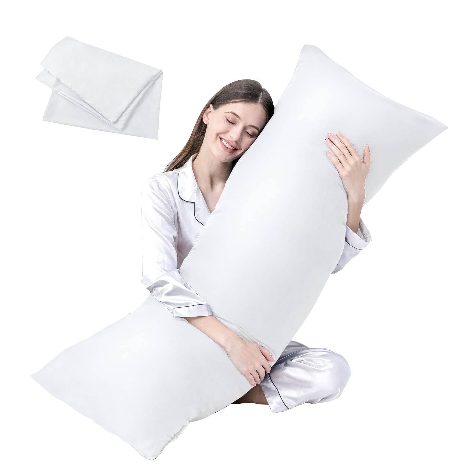 Downcool luxury full-body pillow insert with cover offers cool, comfortable night support.