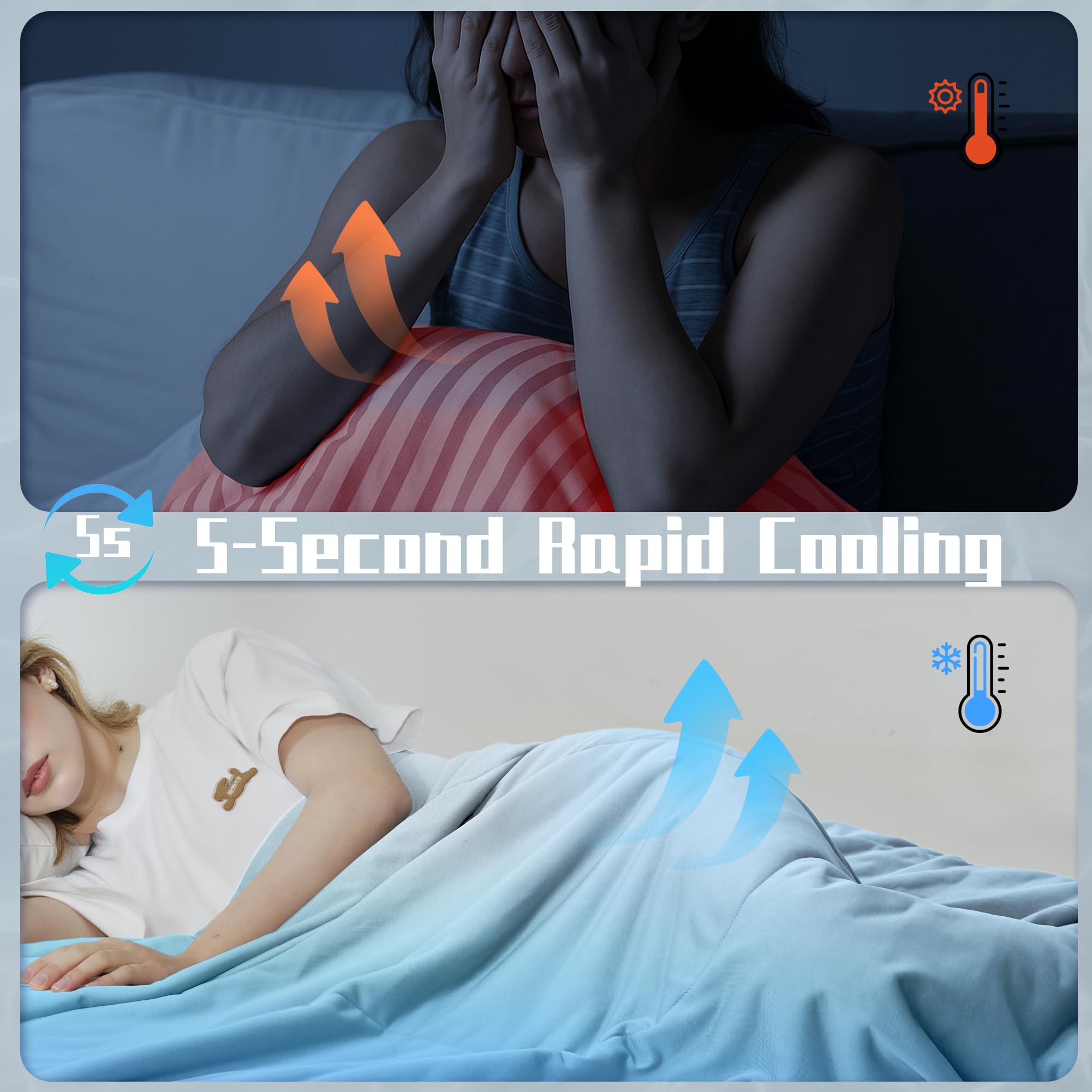 DOWNCOOL night sweats relief blanket helps regulate skin temperature for restful sleep.