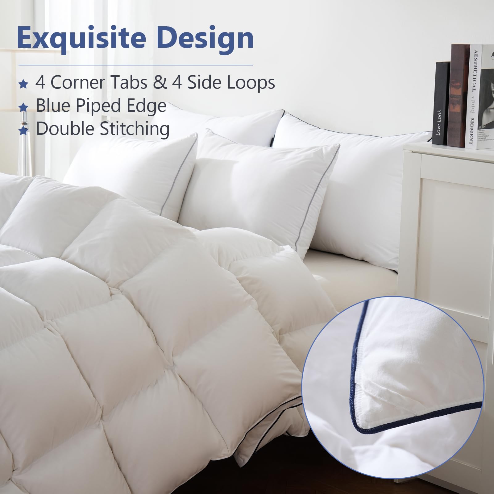 DOWNCOOL comforter in vacuum packaging demonstrates easy shipping and puffing after opening