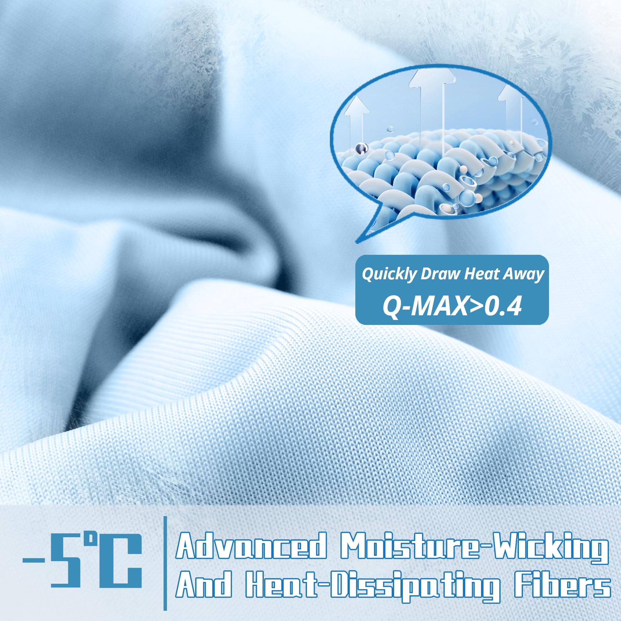 Downcool queen-size blanket by the bed, ideal for night sweats.