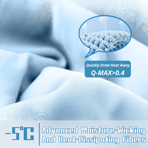Downcool queen-size blanket by the bed, ideal for night sweats.