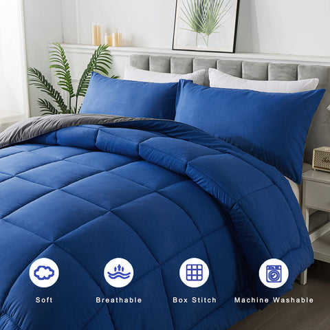 DOWNCOOL twin comforter set corner tabs keep bedding in place.