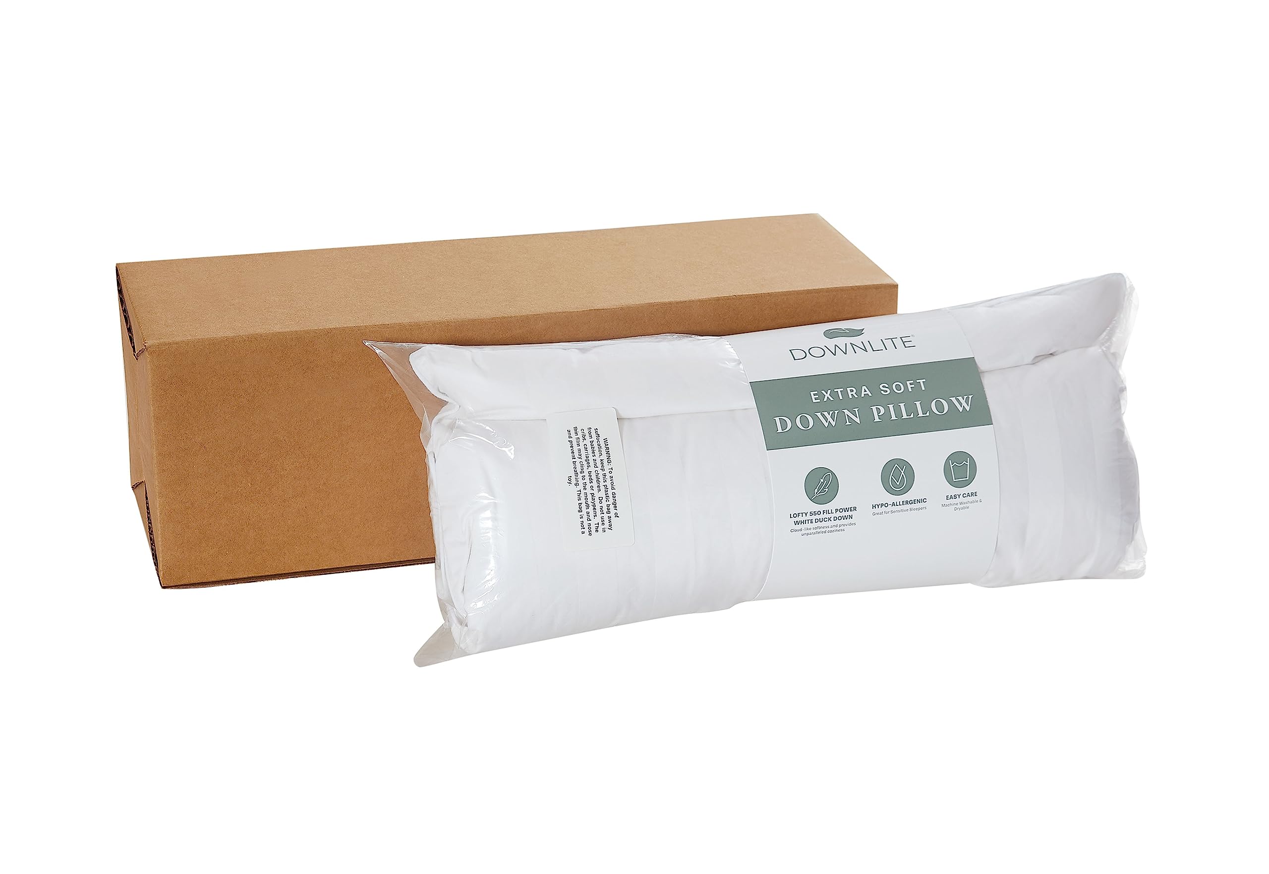 King-size 20x36 pillow with balanced fill supporting neck comfort