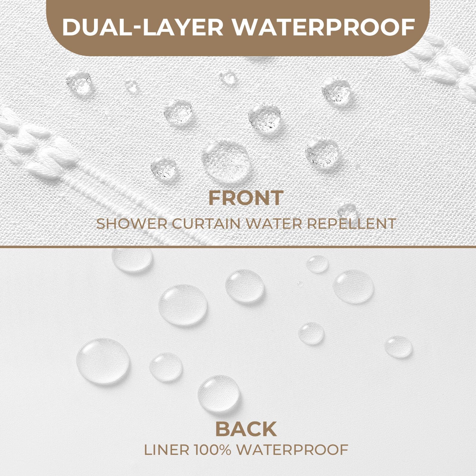 Downluxe 72x72 curtain with 12 metal hooks for simple installation.