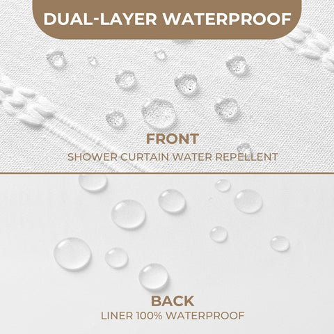 Downluxe 72x72 curtain with 12 metal hooks for simple installation.