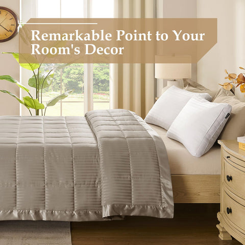 Downluxe box-stitch construction detail keeps fill evenly in place