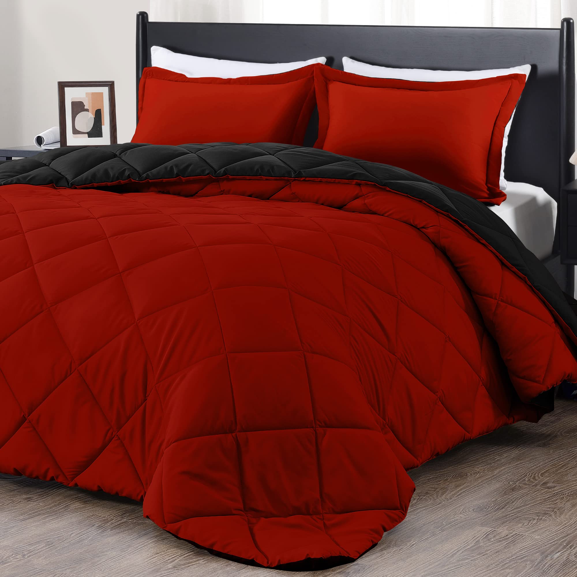 Downluxe California King reversible comforter with soft microfiber for all season comfort.