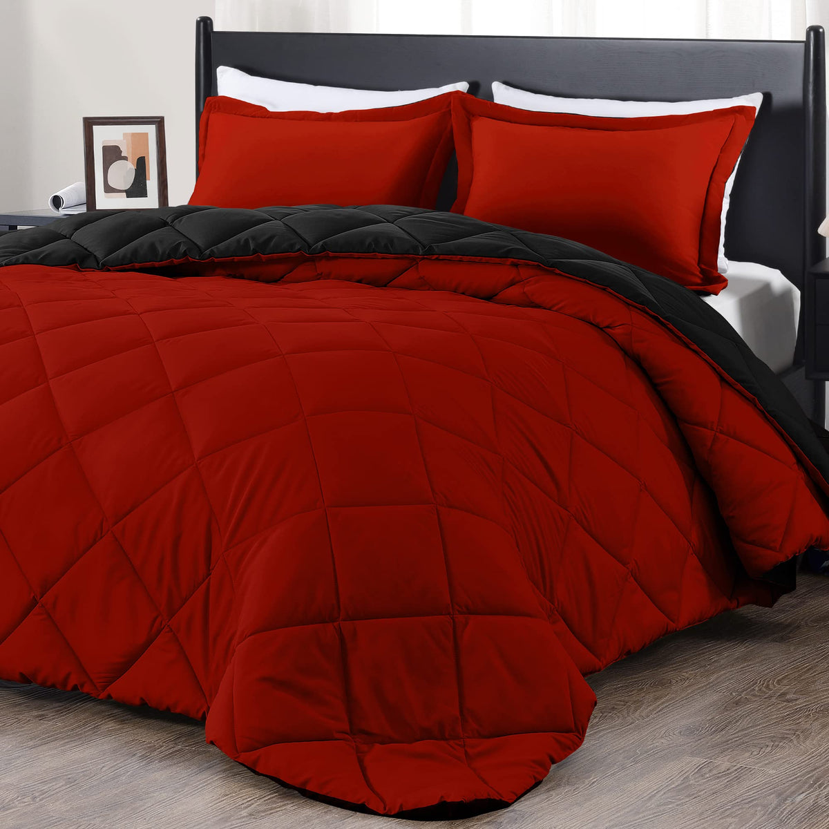 Downluxe California King reversible comforter with soft microfiber for all season comfort.