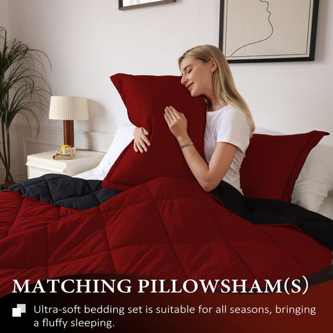 Downluxe California King pillow shams match the reversible set for a cohesive bedding look.