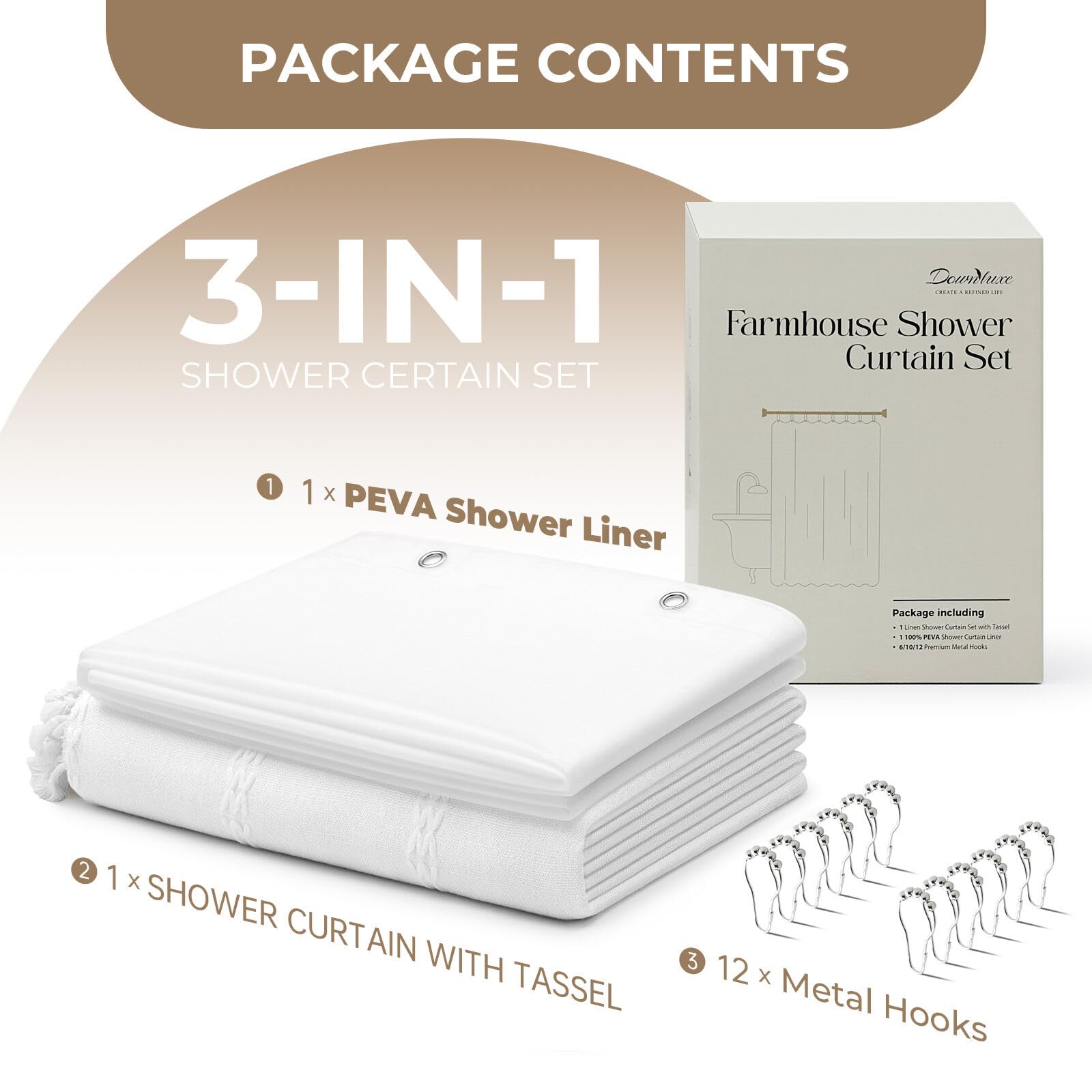 Downluxe farmhouse bathroom decor suitable for apartments, hotels, and more.