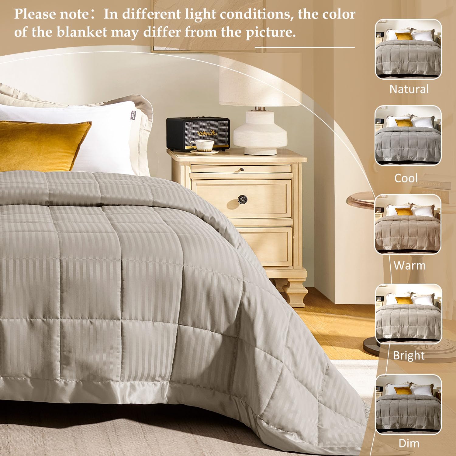 Downluxe king-size blanket in sand on bed demonstrating easy care