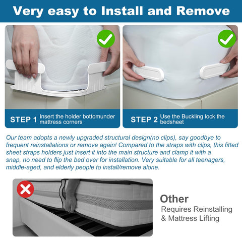 Downoop Bed Lock corners keep linens aligned for a neat, even bed.