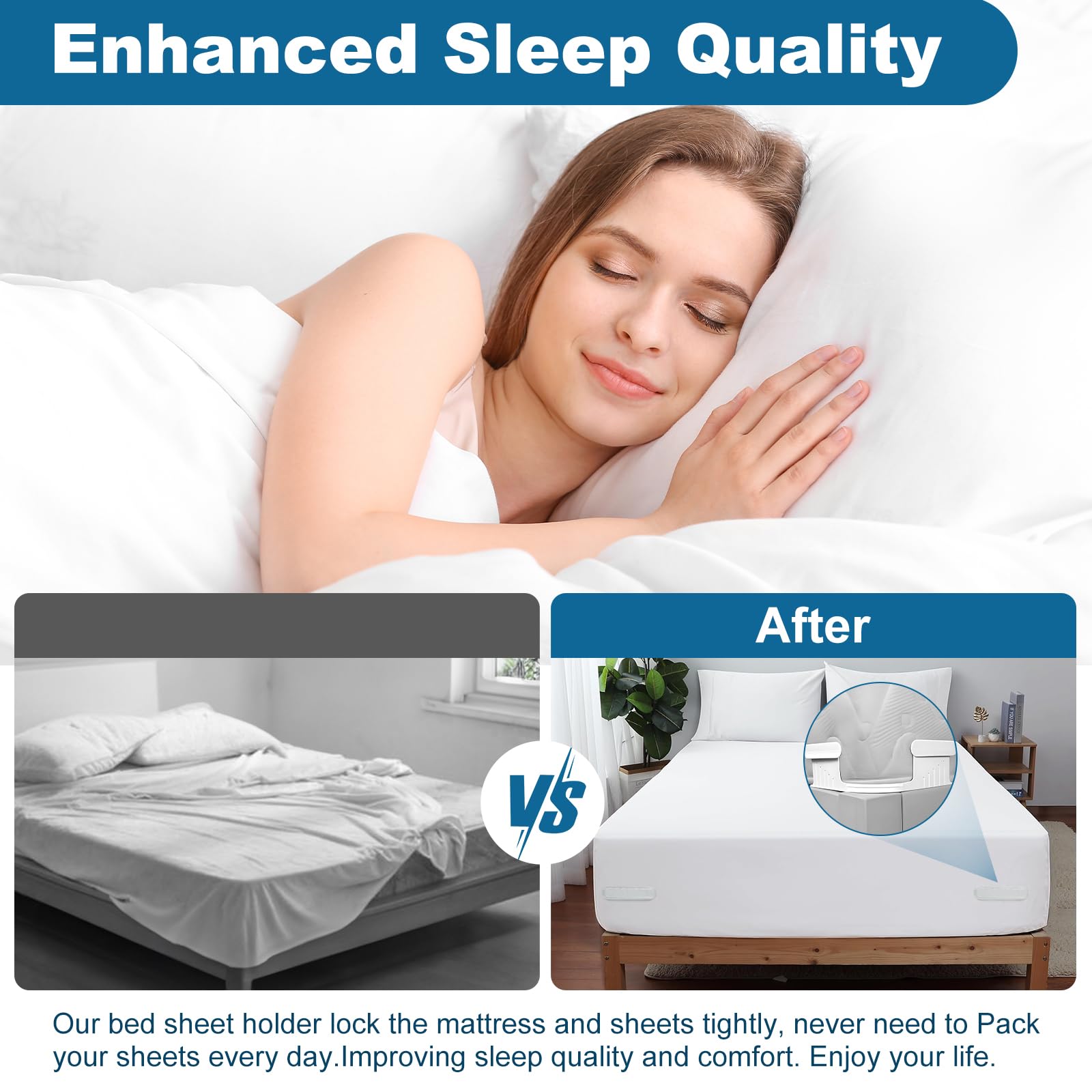 Downoop fit-all mattress sizes straps ensure snug sheets on twin to king beds