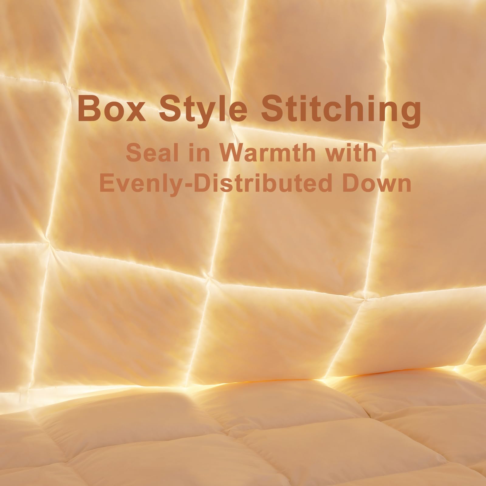 DOWNSTORIA Box-style stitching evenly distributes fill for consistent warmth.