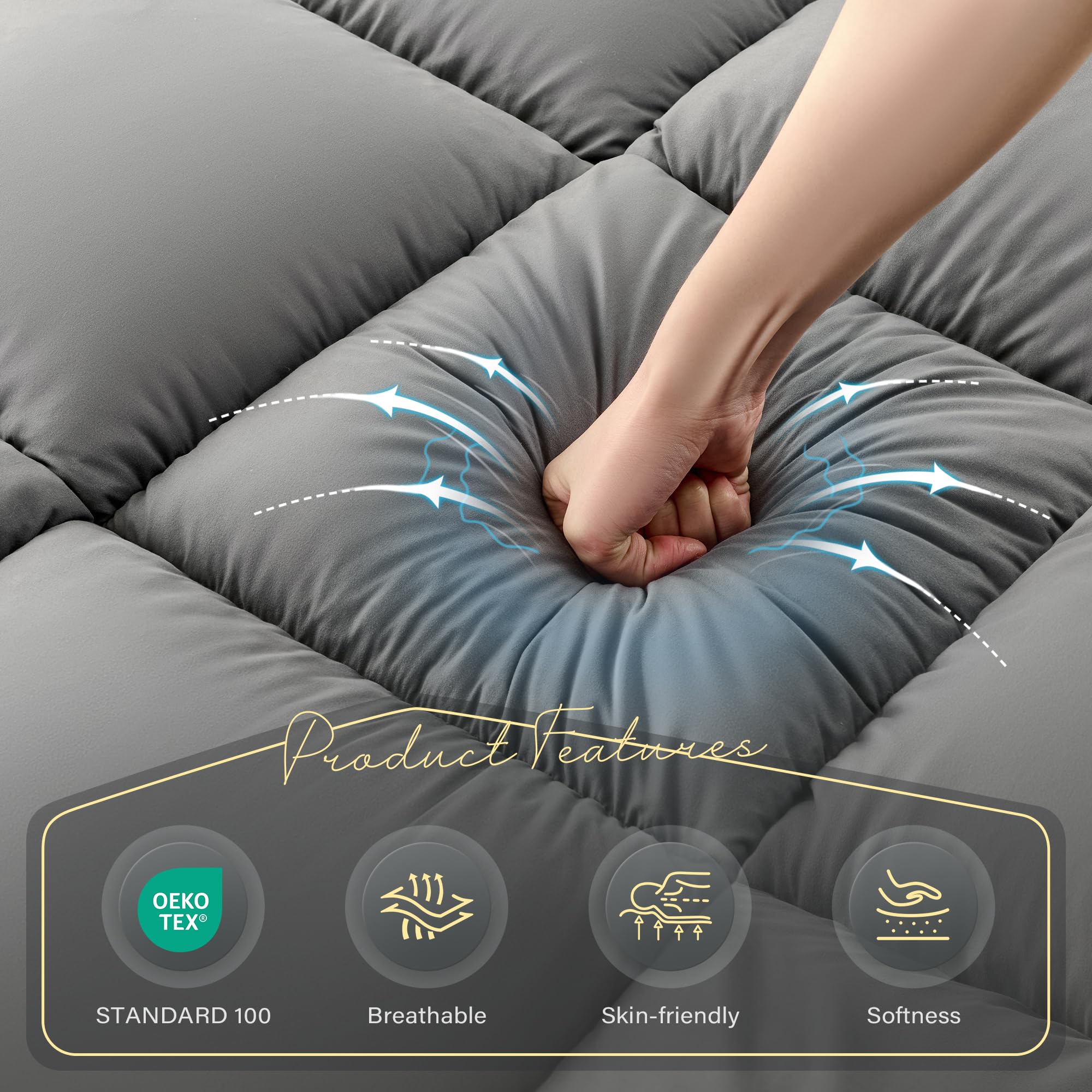 DOWNSTORIA non-slip bottom prevents shifting on any floor surface.