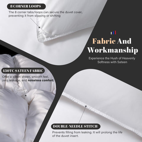 DOWNSTORIA satin-like sateen weave adds a silky sheen and smooth touch.