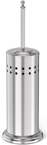 DOWRY anti-hand-off plunger with holder front view, sturdy nickel finish for clog clearing.