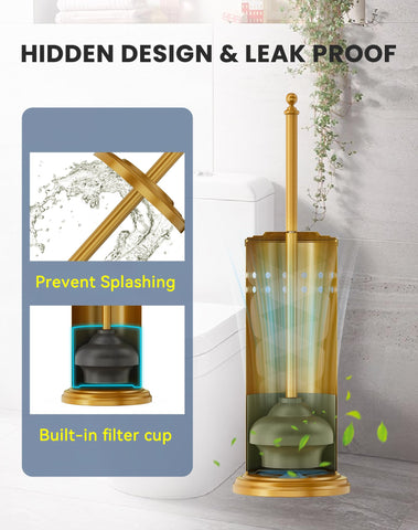 Dowry gold finish toilet plunger assembly adds elegant bathroom touch