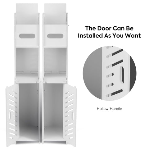 Doxo White toilet paper holder stand side view highlighting slim profile for small baths