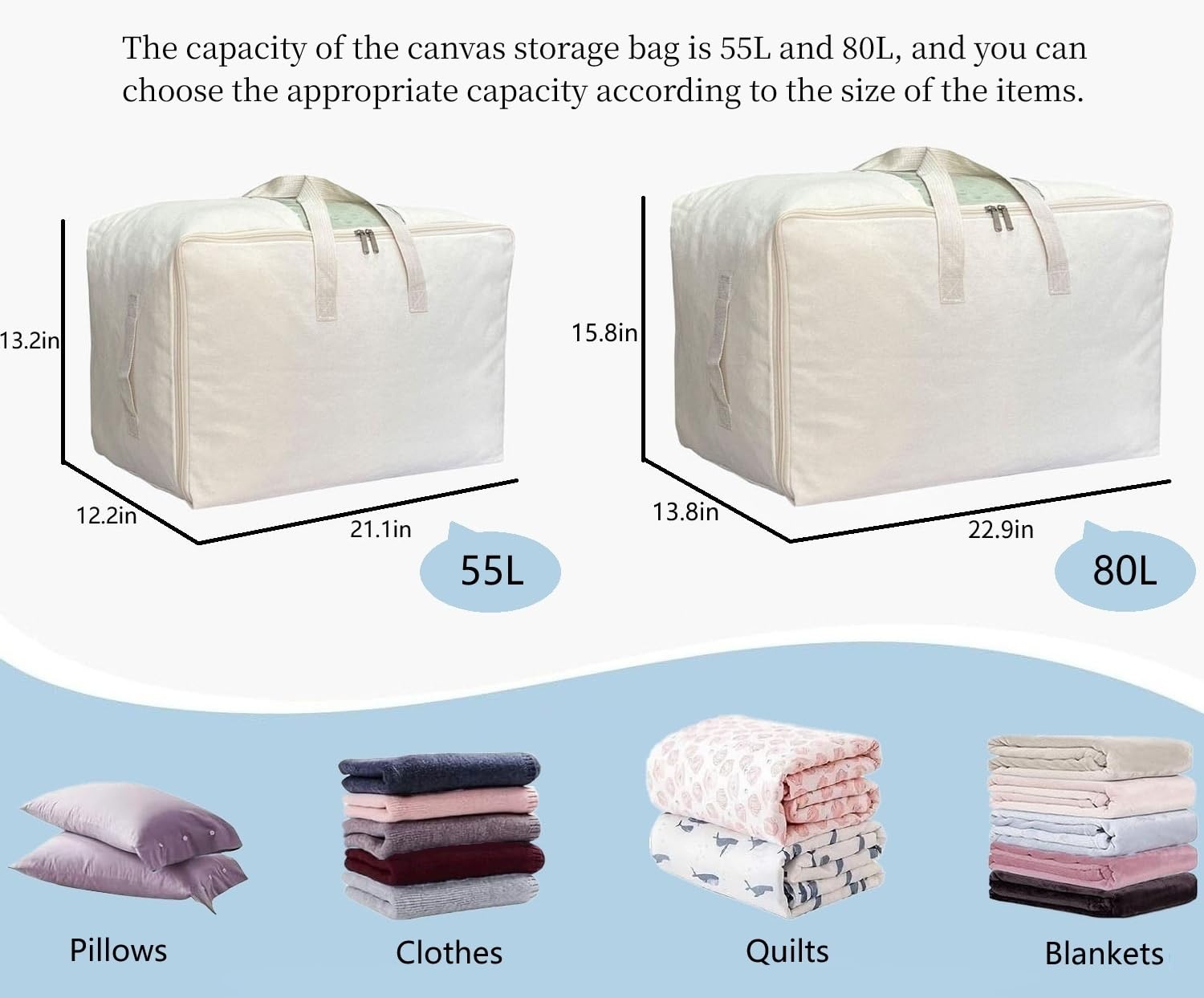 DoYiKe four-pack canvas storage bags shown in beige for wardrobe organization.