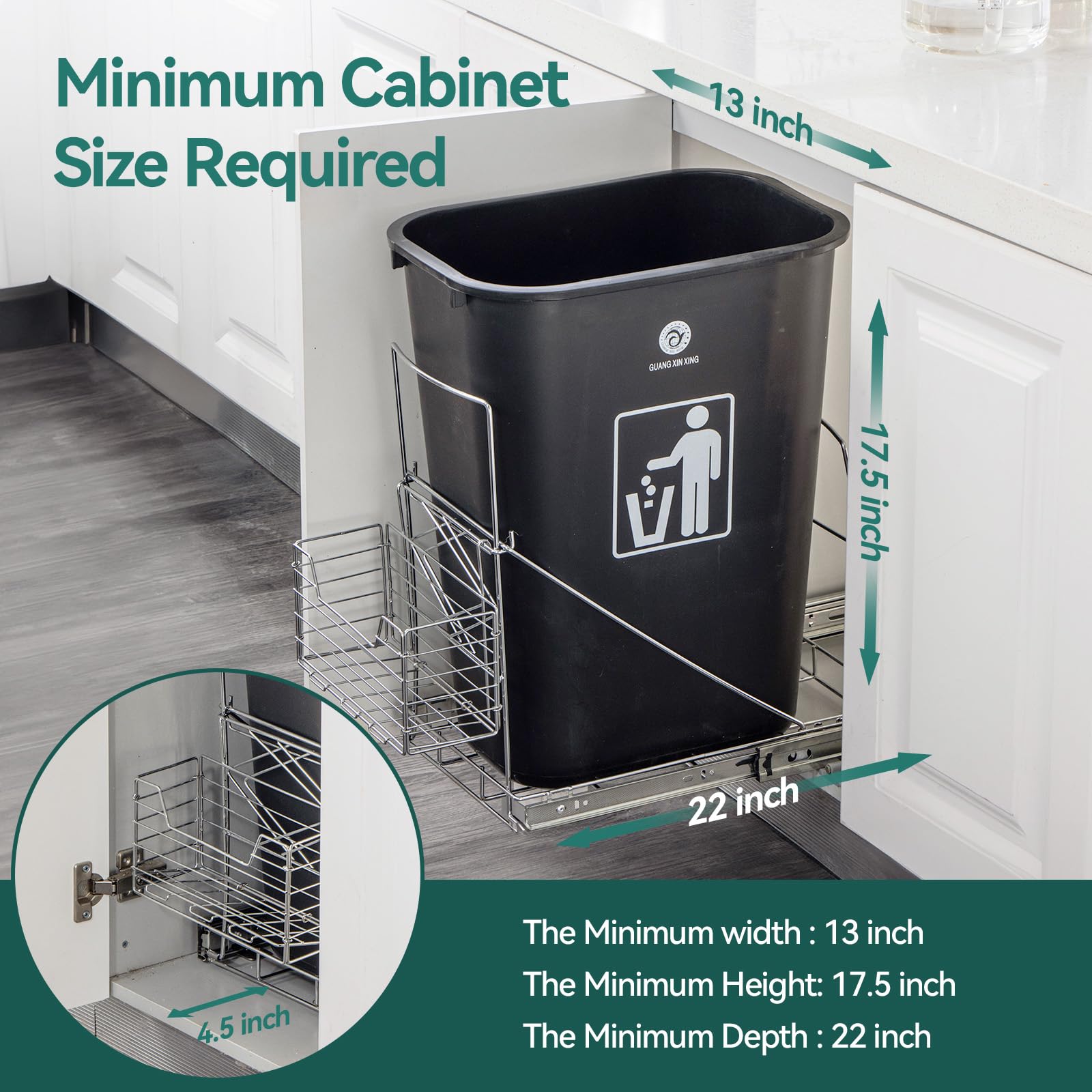 DOYOQI under-cabinet design helps contain odors in the bin.