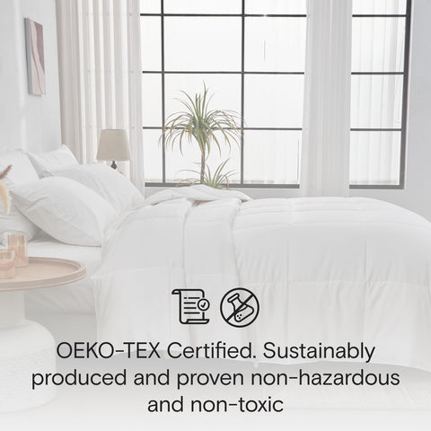 DOZ All Season Comforter features lightweight construction for year-round coziness.