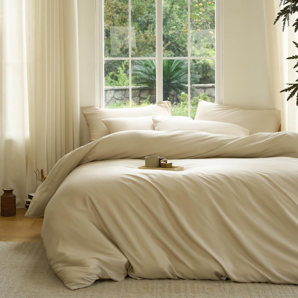 DOZ by SIJO duvet cover in sand texture close-up shows plush softness.