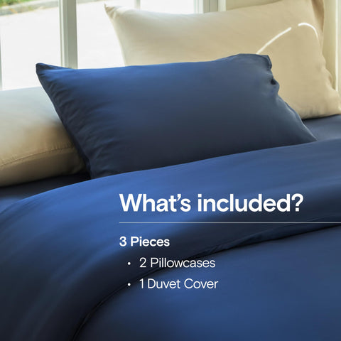 DOZ sapphire pillowcase edge stitching highlights durable zipper and clean finish.