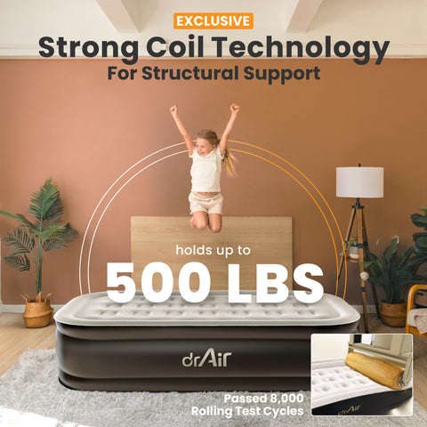 Dr. Air 18-inch raised mattress for easier access and added stability.