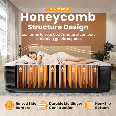 Dr. Air honeycomb coils surface reduces motion transfer for restful sleep.