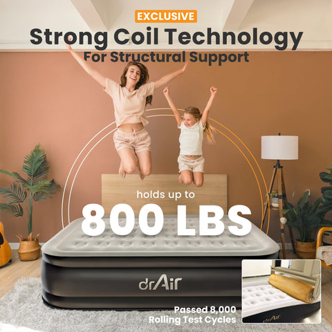 Dr. Air Queen mattress puncture-resistant PVC for durability.