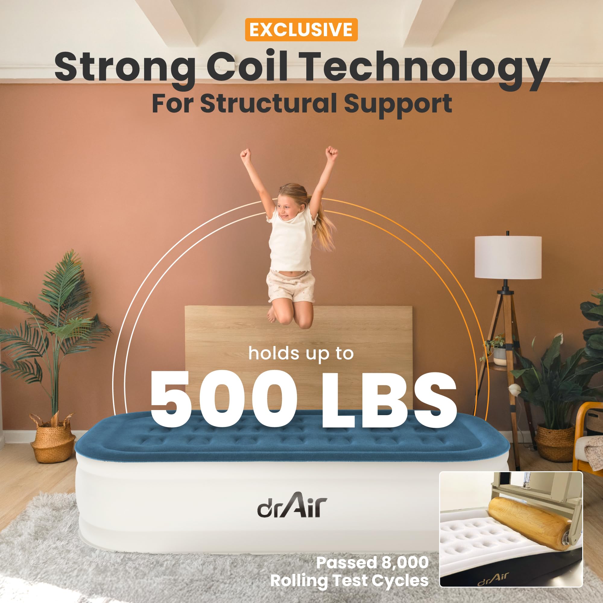 Dr. Air Twin air mattress honeycomb coils stabilize sleep and reduce motion transfer.