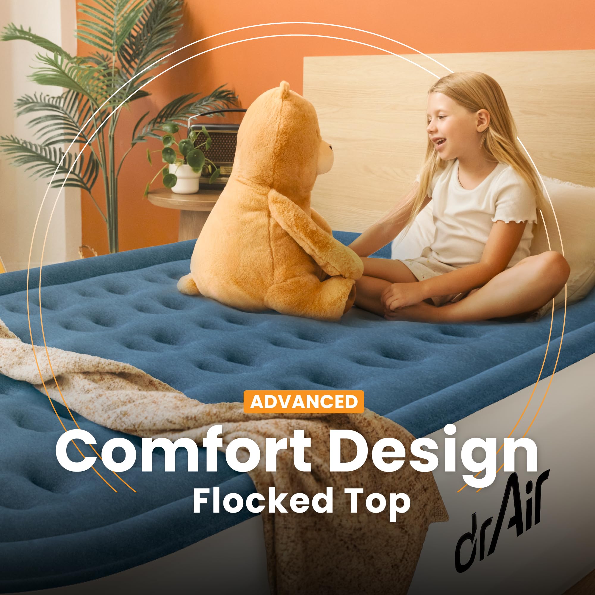 Dr. Air Twin air mattress puncture-resistant PVC ensures durable, long-lasting support.