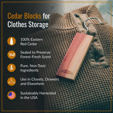 Dr. Killigan's cedar block in a drawer guarding fabrics against moths.