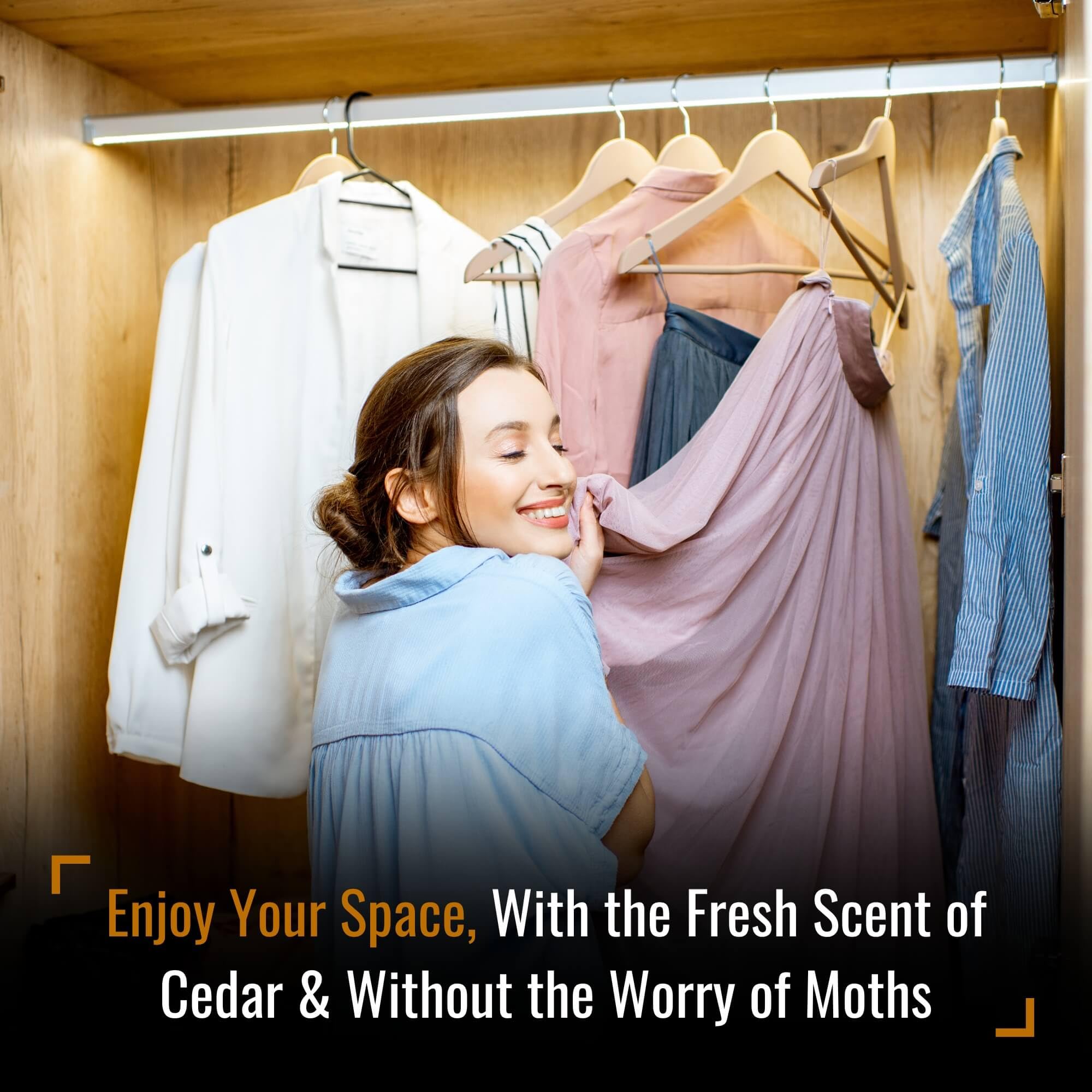 Dr. Killigan's closet shelf uses cedar chips for drawer freshness.