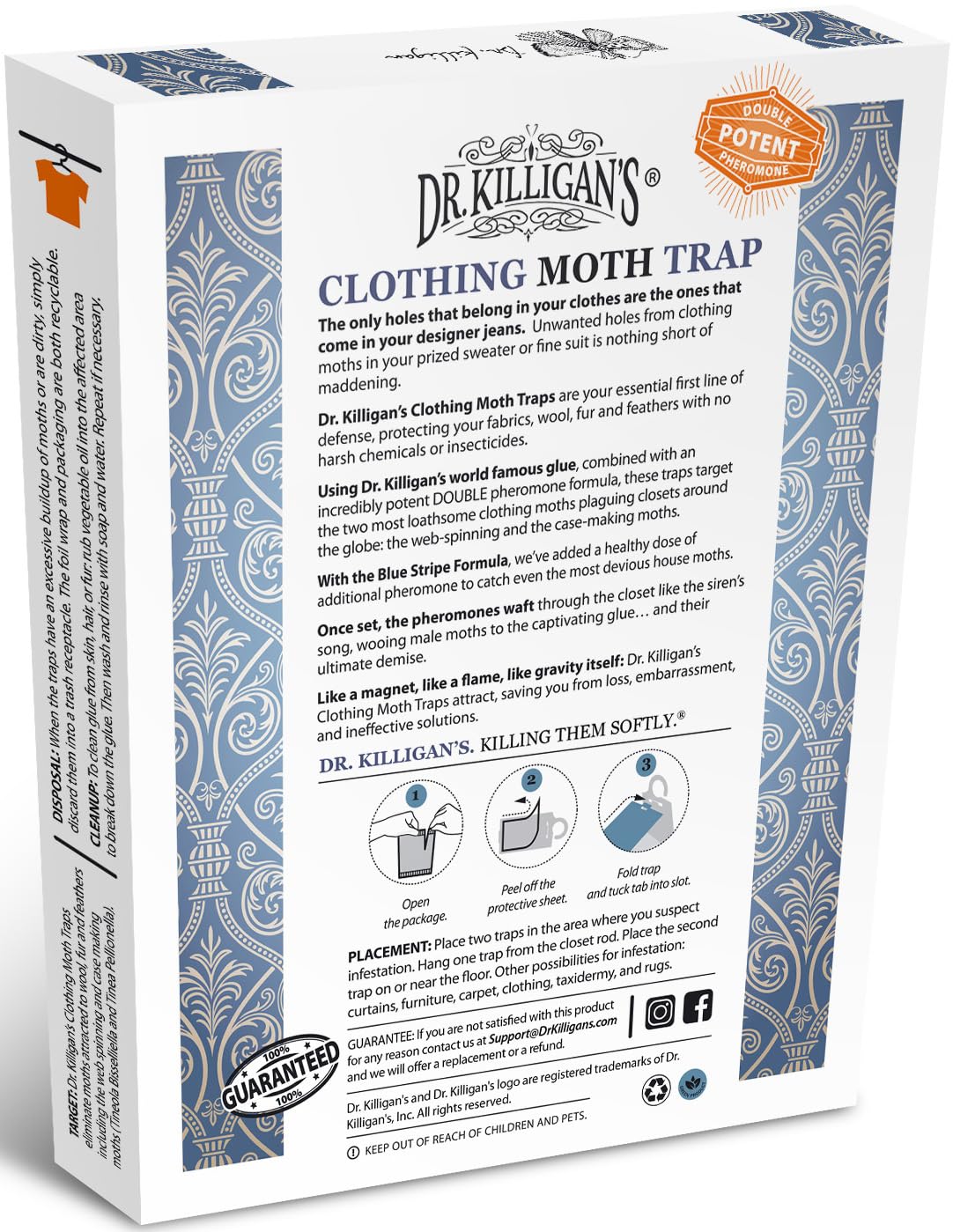 Dr. Killigan's six-pack packaging indicates value for closets needing protection.
